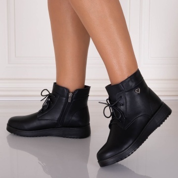 Ghete Dama Imblanite Negre din Piele Ecologica Valsera