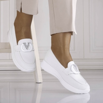 Pantofi dama Casual Albi din Piele Ecologica Nelisia