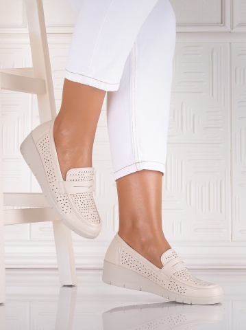 Pantofi dama casual Bej din Piele Ecologica Tenela