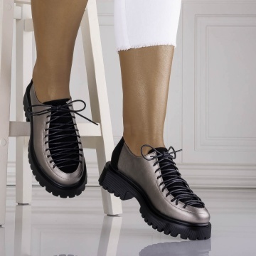 Pantofi dama casual Gri din piele ecologica Nivora