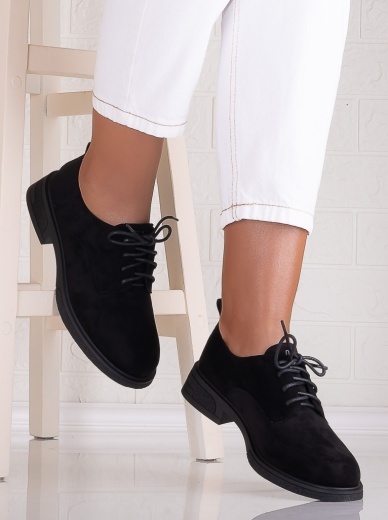 Pantofi dama casual Negri din Piele Ecologica Intoarsa Surana - Img 2