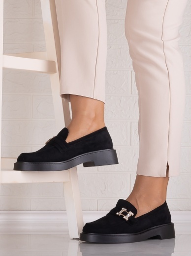 Pantofi dama casual Negri din Piele Ecologica Intoarsa Zawina - Img 2
