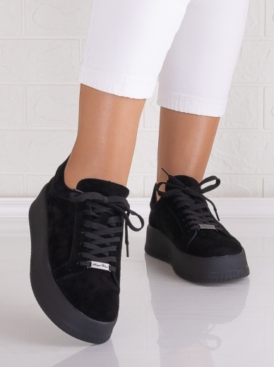 Pantofi dama casual Negri din Piele Naturala Intoarsa Semila - Img 5