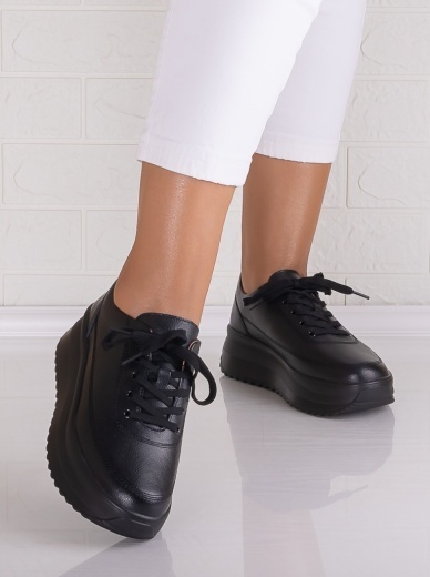 Pantofi dama casual Negri din Piele Naturala Lerana