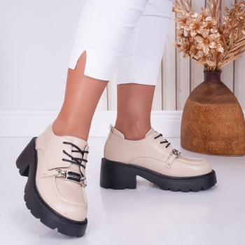 Pantofi dama casual Nude din Piele Ecologica Loredana - Img 3