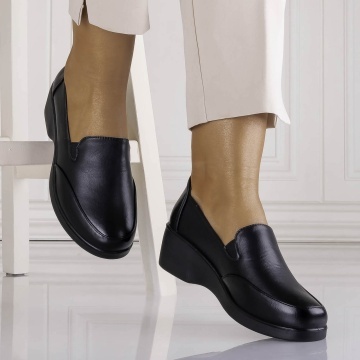 Pantofi dama cu platforma Negri din Piele Ecologica Adamya