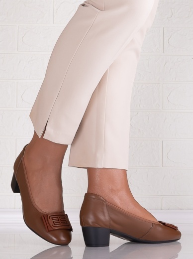 Pantofi dama cu toc Camel din Piele Naturala Alimira