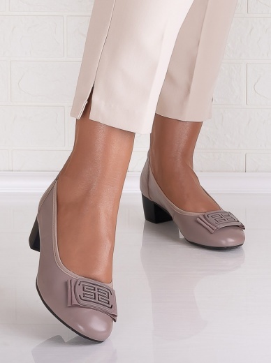 Pantofi dama cu toc Khaki din Piele Naturala Alimira - Img 5