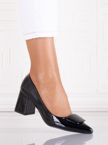 Pantofi dama Negri din Piele Ecologica lacuita Tarava