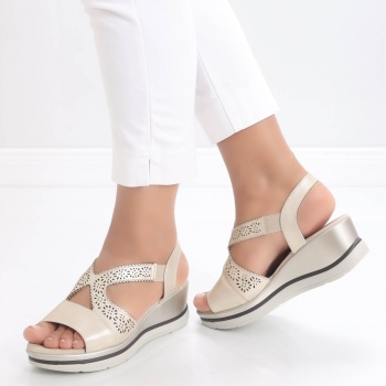Sandale dama cu platforma Bej din Piele Ecologica Yura - Img 6