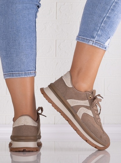 Sneakers dama cu platforma Khaki din Piele Ecologica Intoarsa Suziana - Img 5