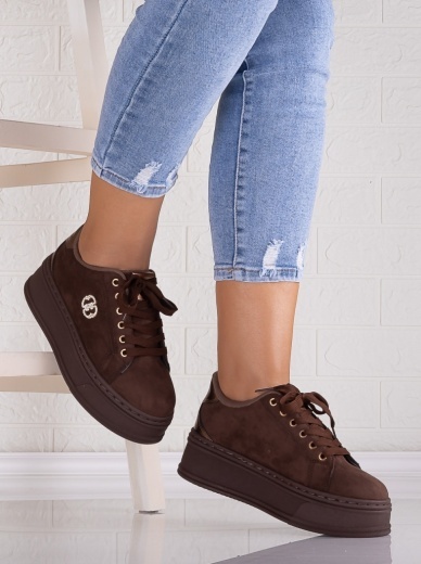 Sneakers dama cu platforma Maro din Piele Ecologica Intoarsa Zenda - Img 3