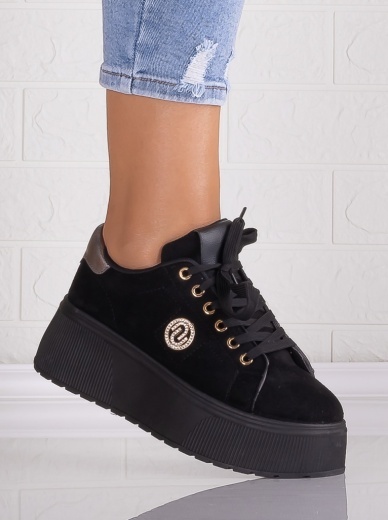 Sneakers dama cu platforma Negri din Piele Ecologica Intoarsa Masega - Img 3