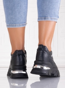 Sneakers dama cu platforma Negri din Piele Ecologica Ninera - Img 4