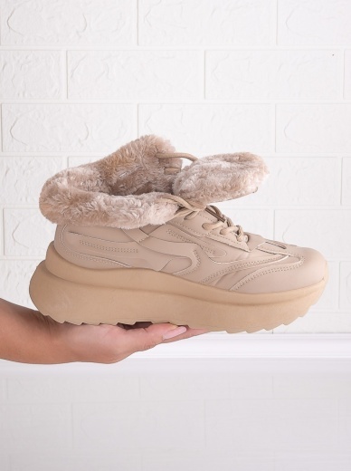 Sneakers dama Imblaniti Bej din Piele Ecologica Kandela - Img 5
