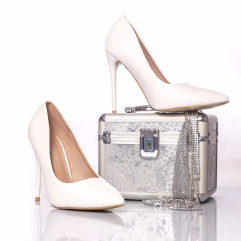 Stiletto navy eco leather λευκό - Img 4
