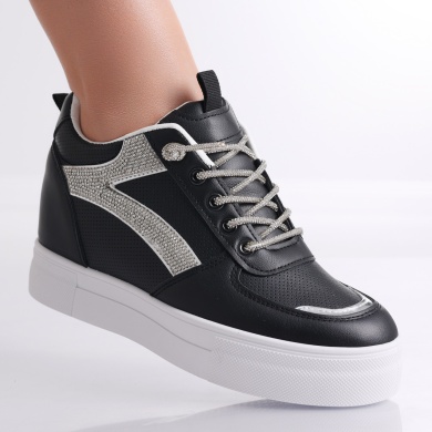 Surija Ladies Μαύρο Μαύρο Οργανικό Δερμάτινο Sneakers