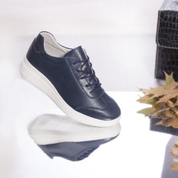 Γυναικεία αθλητικά παπούτσια gladys navy blue φυσικό δέρμα - Img 4