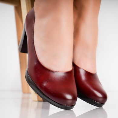 Γυναικεία παπούτσια με τακούνι Bordo από Lujain Ecological Leather - Img 4