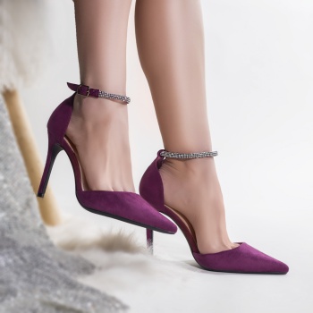 Γυναικεία παπούτσια σε μοβ eco suede δέρμα tolib