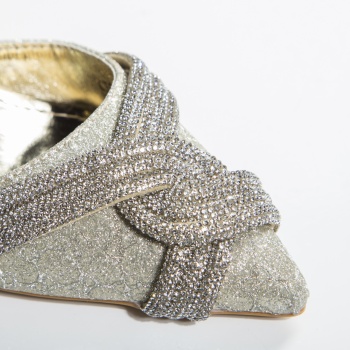 Γυναικεία χρυσά υφασμάτινα παπούτσια με glitter danisa - Img 3
