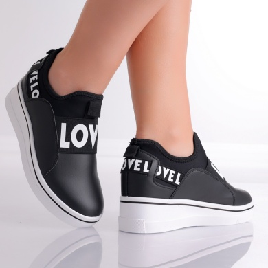 Γυναικεία sneakers με πλατφόρμα Μαύρα σε Marla Eco Leather - Img 3
