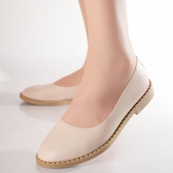 Γυναικείες μπεζ μπαλαρίνες από Roi Organic Leather