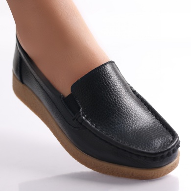 Κυρίες casual παπούτσια Blacks φυσικό δέρμα Danina - Img 2