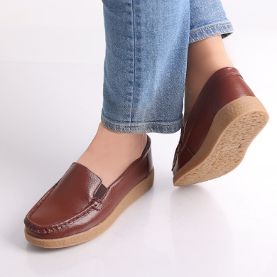 Κυρίες casual παπούτσια Brown φυσικό δέρμα Danina - Img 4