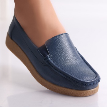 Κυρίες casual παπούτσια navy blue φυσικό δέρμα Danina - Img 2