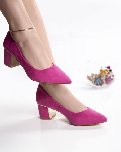 Φούξια γυναικεία παπούτσια με τακούνι από eco suede kila - Img 2
