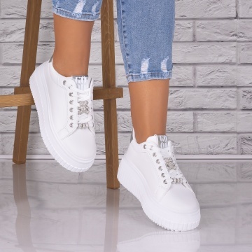 Adidasi dama Albi din Piele Ecologica Pluvina