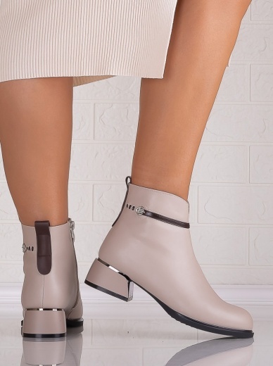 Botine Dama Bej din Piele Ecologica Bonie - Img 5