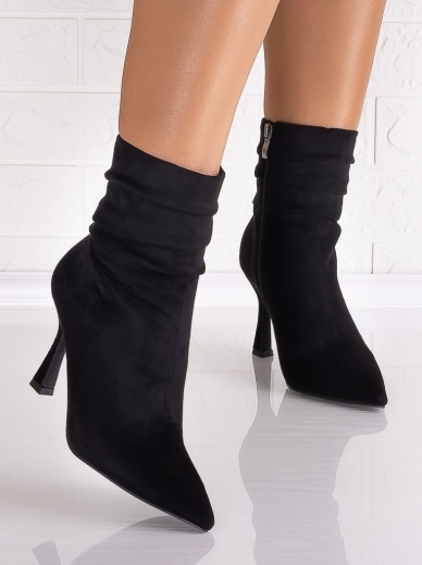 Botine Dama cu toc Negre din Piele Ecologica Intoarsa Uvelia - Img 5
