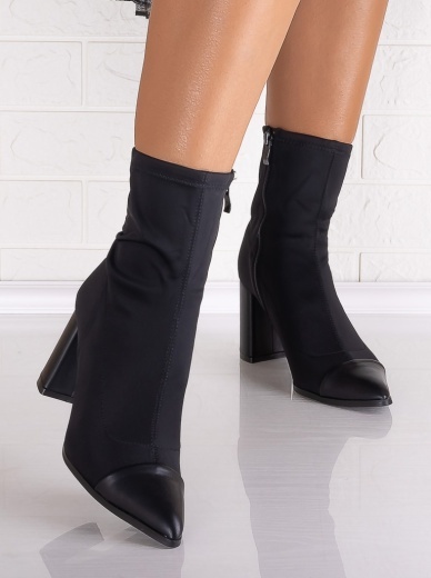 Botine Dama cu toc Negre din Textil Salara - Img 5