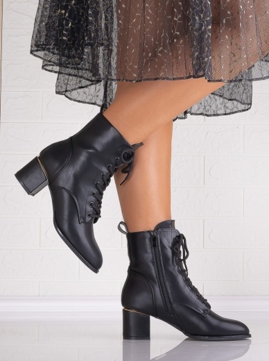 Botine Dama Imblanite Negre din Piele Ecologica Feliana - Img 6
