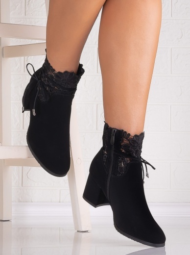 Botine Dama Negre din Piele Ecologica Intoarsa Nabia - Img 4