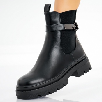 Enia Ladies' Black Enhanced Eco Leather μπότες