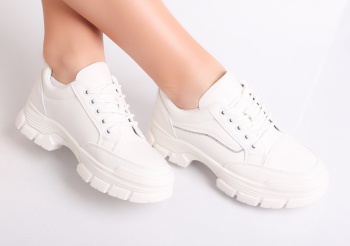 Esle γυναικεία λευκά Eco Leather Casual παπούτσια - Img 4