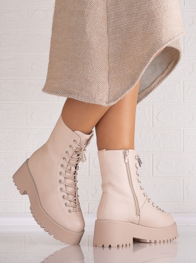 Ghete Dama Imblanite Bej din Piele Ecologica Julissa - Img 7