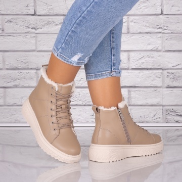 Ghete dama Imblanite Kaki din Piele Naturala Clavira