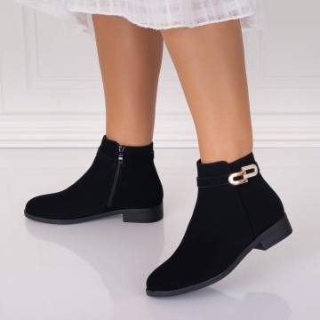 Ghete Dama Imblanite Negre din Piele Ecologica Intoarsa Larimar