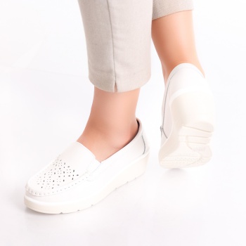 Ladies' Casual White Natural Leather Shoes Avril Φυσικό Δερμάτινο Παπούτσι - Img 4