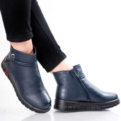 Ludai Κυρίες Μπλε Μαύρο Eco Leather μπότες - Img 4
