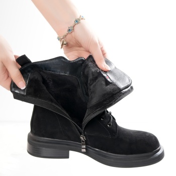Nelya Ladies Μαύρες μπότες από υφαντό δέρμα Eco Leather - Img 5