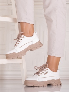 Pantofi casual Alb-Bej dama din Piele Ecologica Astoia