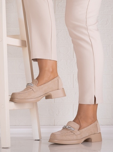 Pantofi dama casual Bej din Piele Ecologica Intoarsa Warifa - Img 2