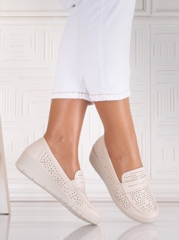 Pantofi dama casual Bej din Piele Ecologica Tenela - Img 2