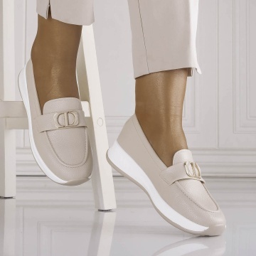 Pantofi dama Casual Bej din Piele Ecologica Ulmira