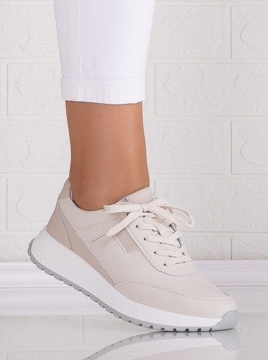 Pantofi dama casual Bej din Piele Naturala Jenina